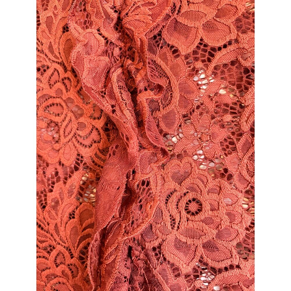 Whowhatwear Brown Lace Sleeveless Top Ruffle Sheer Large Romantic Coquette - Picture 4 of 7